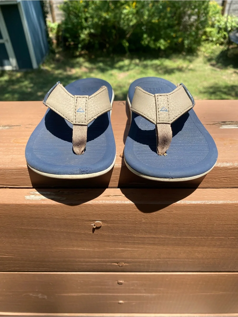 Kids Reef Blue and Khaki Water Friendly Flip Flop Sandals